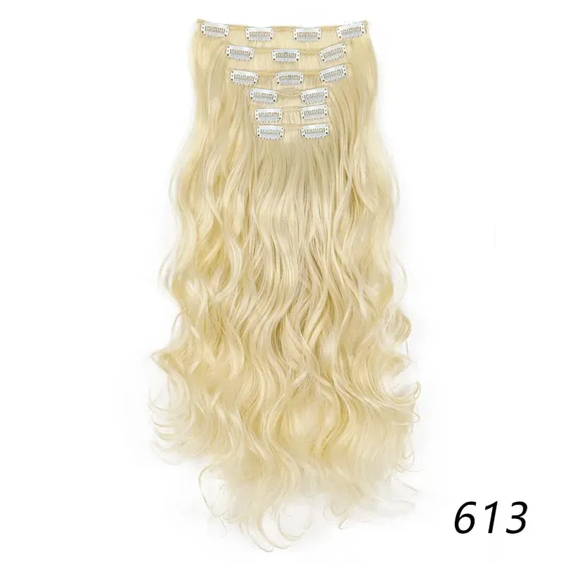 Synthetic Long Curly 16 Clips Hair Extension Heat Resistant Fiber Black Brown Hairpiece for Women Cosplay Wig Halloween Wig Part — image 29