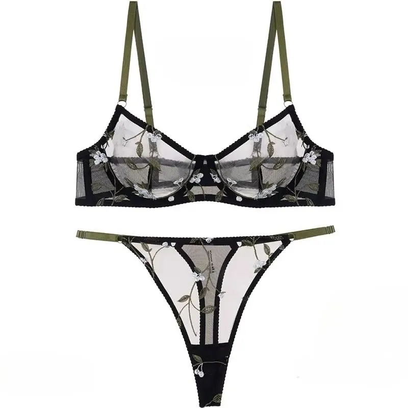 Modest European Lace Sheer Embroidery Underwire Bra Set Minimizer Anti-Sagging Support Big Bust Comfort Lingerie S-XL — image 4