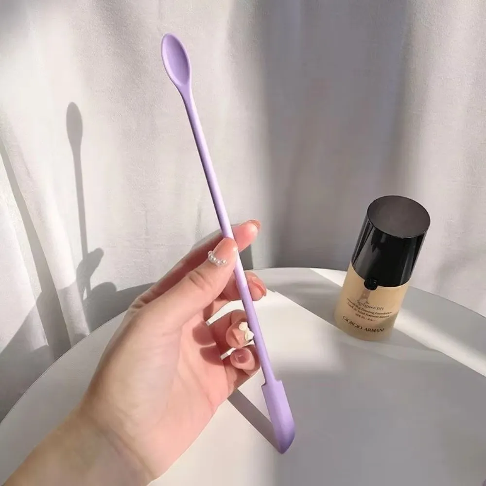 3pcs Portable Mini Silicone Scraper Double-head Soft Cosmetic Digging Spoon Lengthened Jam Scraping Spoons Makeup Brushes Set — image 1