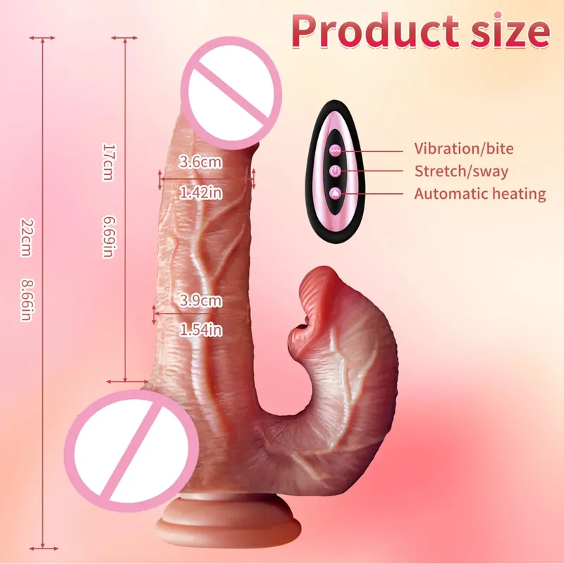 Realistic Dildos Sex Toys Telescopic Heating For Women Masturbation Sexy Adult Penetration Anal Thrusting Penis Dildo Vibrator — image 6
