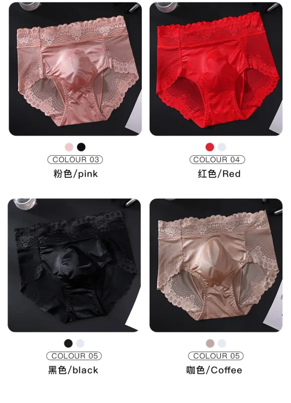 Flower Lace Mesh Hollow Out Sexy Men's Underwear Ice Silk Breathable Seamless Manipis na Triangle na Pantalon Malambot Traceless Panlalaki Briefs — image 12