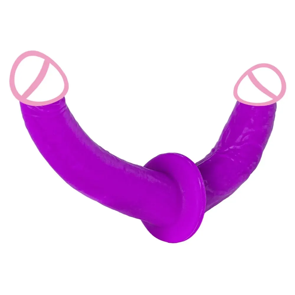 Vibrador realista de duas cabeças, pênis longo, penetração dupla, ponto g, vagina, pau anal, projetado para mulheres lésbicas, brinquedos sexuais adultos — image 1