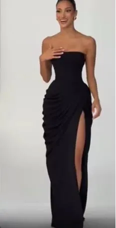 Elegante amarelo sem alças plissado vestido longo feminino chique sólido sem mangas cintura cinching split vestido 2026 senhora festa de noite robes — image 10