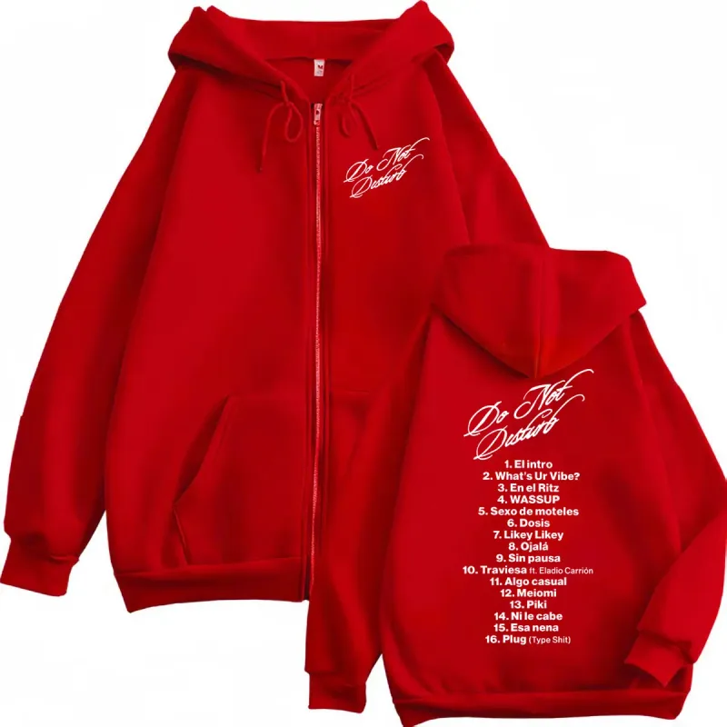 Rapper Young Miko Do Not Disturb Print Zipper Hoodies Fashion Hip Hop Zip Up Pullovers Men's Women's Casual Oversized Sweatshirt — image 4
