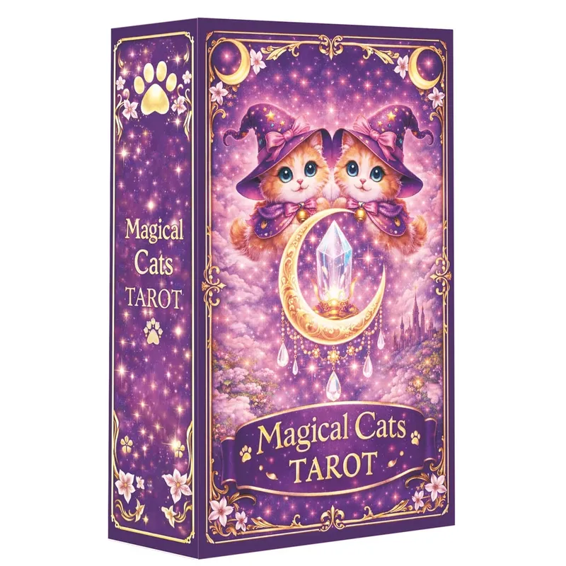 Magic Cat Tarot 78 Cards 13x8 Cm Ideal for Beginners Paper Manual Emotion Expression Subtle Magic Details Card Games