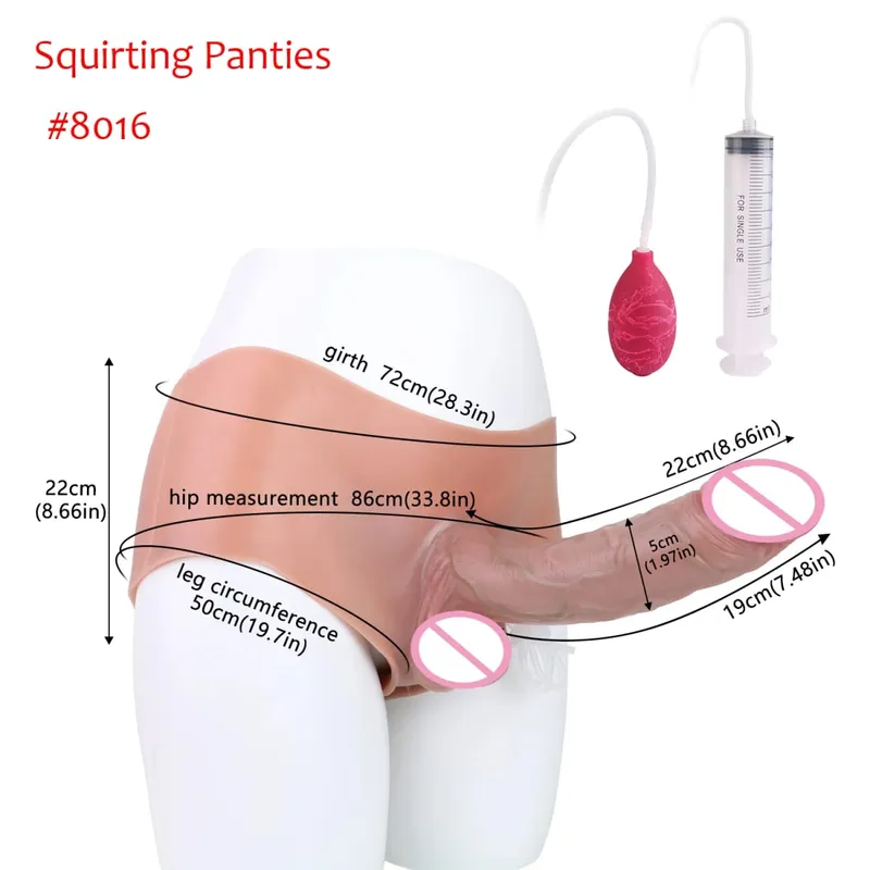 Black Nude Strapon Malaking Makatotohanang Ejaculation Dildo Silicone Squirting Panties Na May Simulated Solid Penis Sex Toy Para sa mga Babae — image 15
