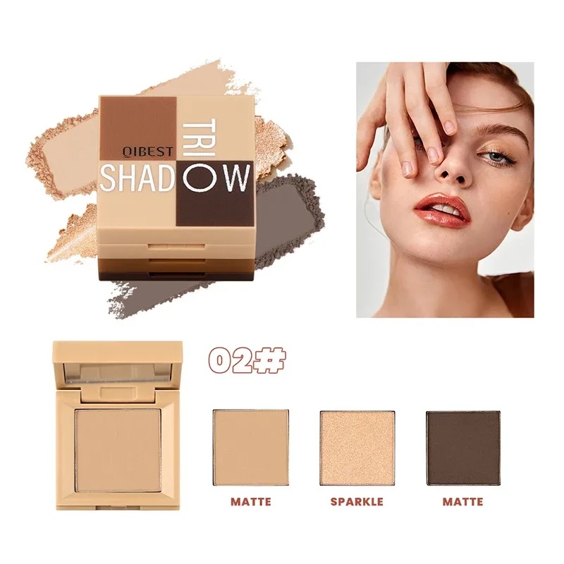1 piece three in one eye shadow palette portable makeup matte and shiny finish multi-functional neutral tone easy to mix — image 8