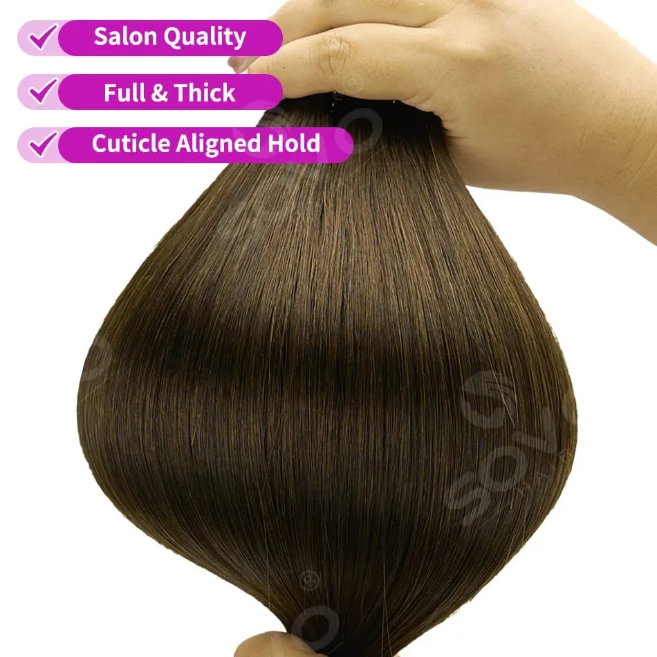 110G Tape PU Clip In Hair Premium Remy Clip In Human Hair Extensions 7pcs Clip-on Hair 14"-24" Balayage Ombre Mocha Brown Black — image 3