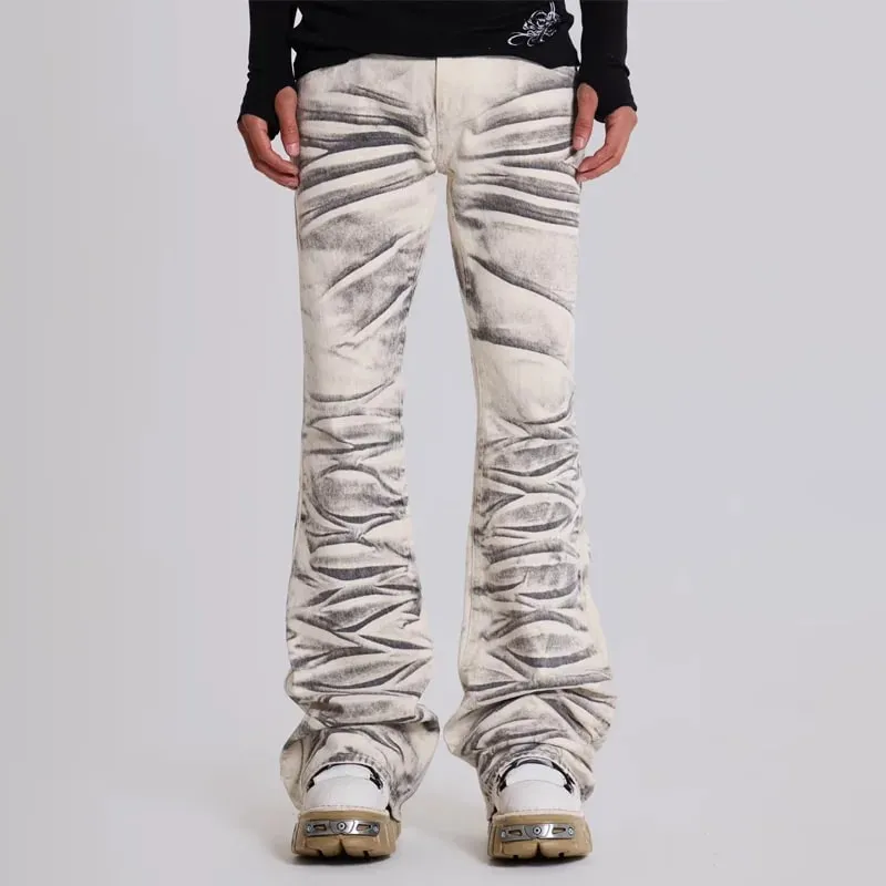 Y2K Vintage Distressed Micro Flared Jeans Washed High Street Hip Hop Wide Leg Denim Pants Gothic Slim Fit Unisex Trumpet Jeans — image 3