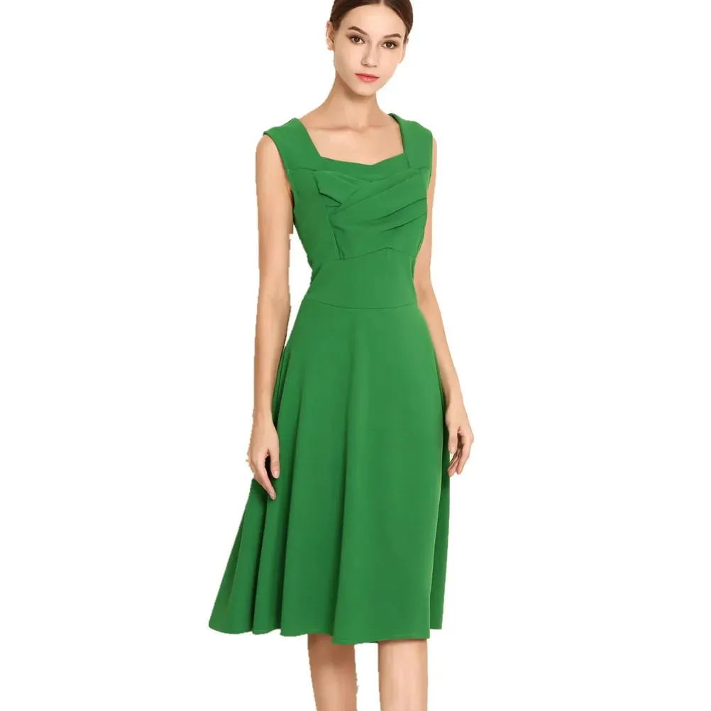 Hepburn Style Vintage Dress New Women Sleeveless Large Swing Sexy Party Dress — image 2