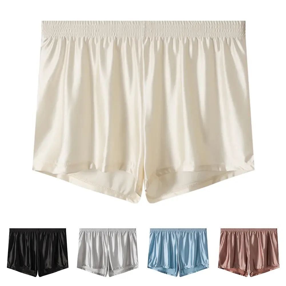 1 pz Uomini di Seta del Ghiaccio Liscia Solido Boxer Mutandine L-3XL di Grandi Dimensioni Allentato Degli Indumenti Da Notte Della Biancheria Intima Tronchi Senza Soluzione di Continuità Comodi Indumenti Da Notte — image 12