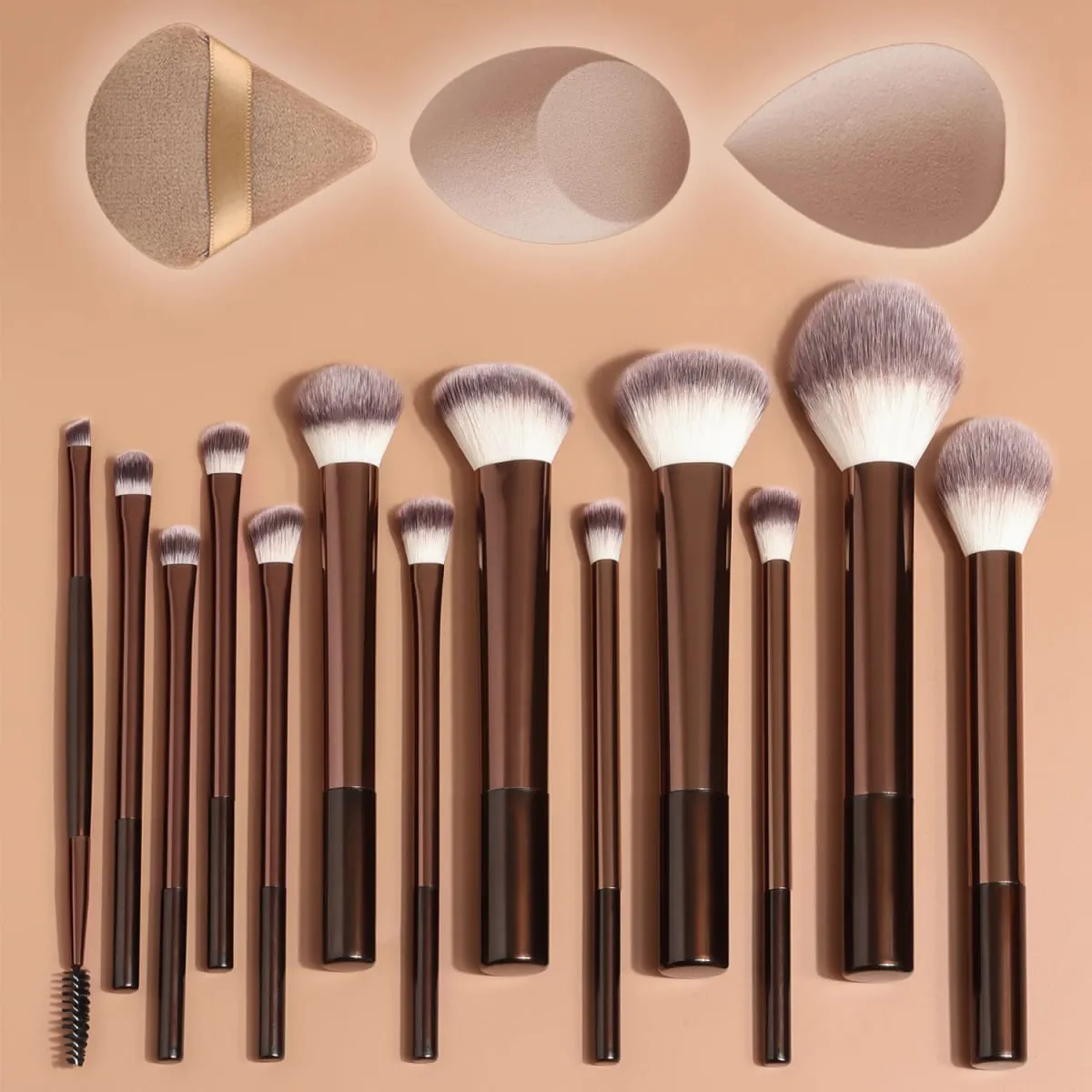 13Pcs Soft Bristle Makeup Brushes with Large Round Powder Brush Highlighter Brush Detail Eyeshadow Brush Lip Brush + 1 Puff 2 — image 2