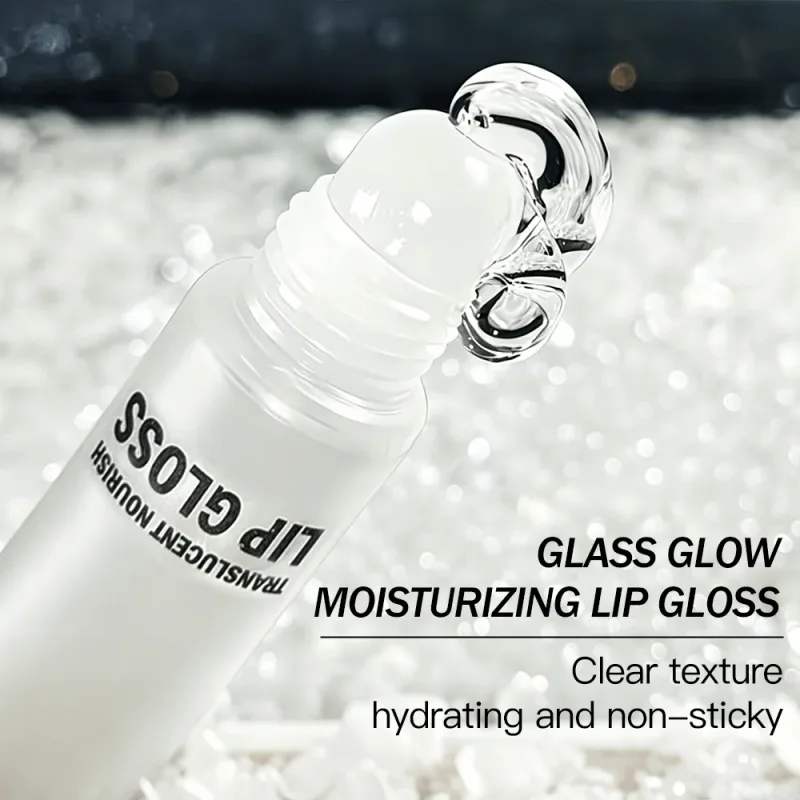 Bálsamo labial nutritivo claro, bálsamo labial hidratante para lábios secos, acabamento brilhante de vidro de longa duração, maquiagem labial brilhante, desgaste sozinho — image 3