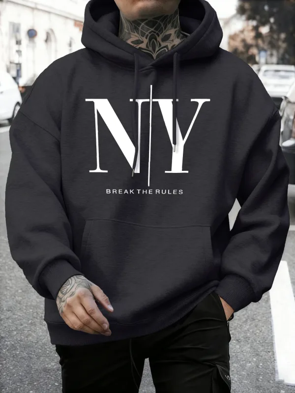 Quebre as regras sim não imprime outono velo sweatshirts masculino macio jogging hoodie rua confortável pullovers esporte solto roupas esportivas — image 8