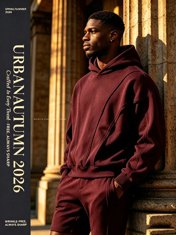 Men's hooded sweatshirt, warm and loose hooded sweater, pocket drawstring details, men's fall-winter sports jacket elastic cuffs — image 7