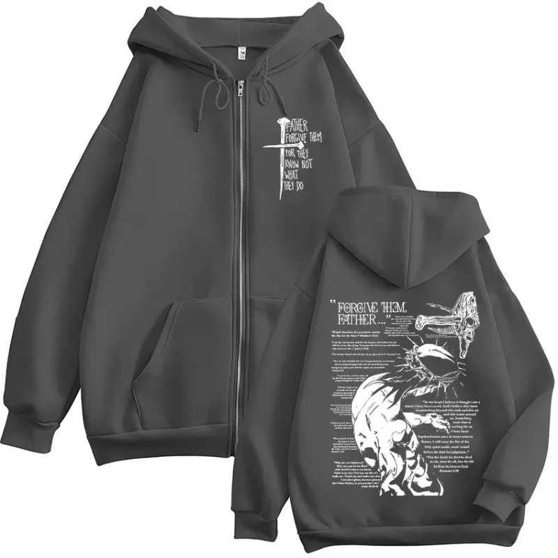 Christian Religious Jesus Forgive Them Father Zipper Hoodies Men Women Clothing Fashion Zip Up Sweatshirts Oversized Pullovers — image 5