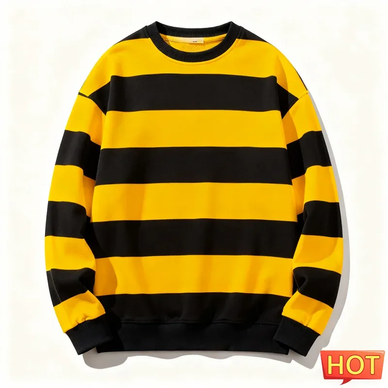 Moletons gráficos listrados retrô para homens, simples, casuais, manga comprida, estampa 3D, feio, solto, respirável, pulôveres com gola redonda — image 10
