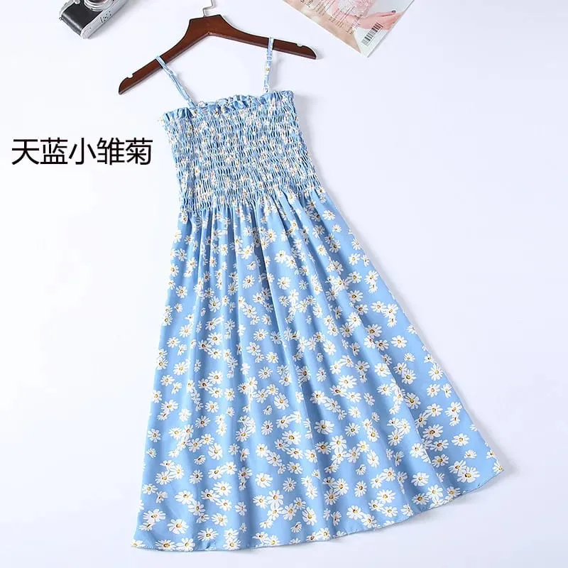 Mga Mini na Dress sa Tag-init Fashion Pambabae Elastic High Waist Casual Spaghetti Strap Sleeveless Dress Women Chiffon Dresses Vestidos — image 8