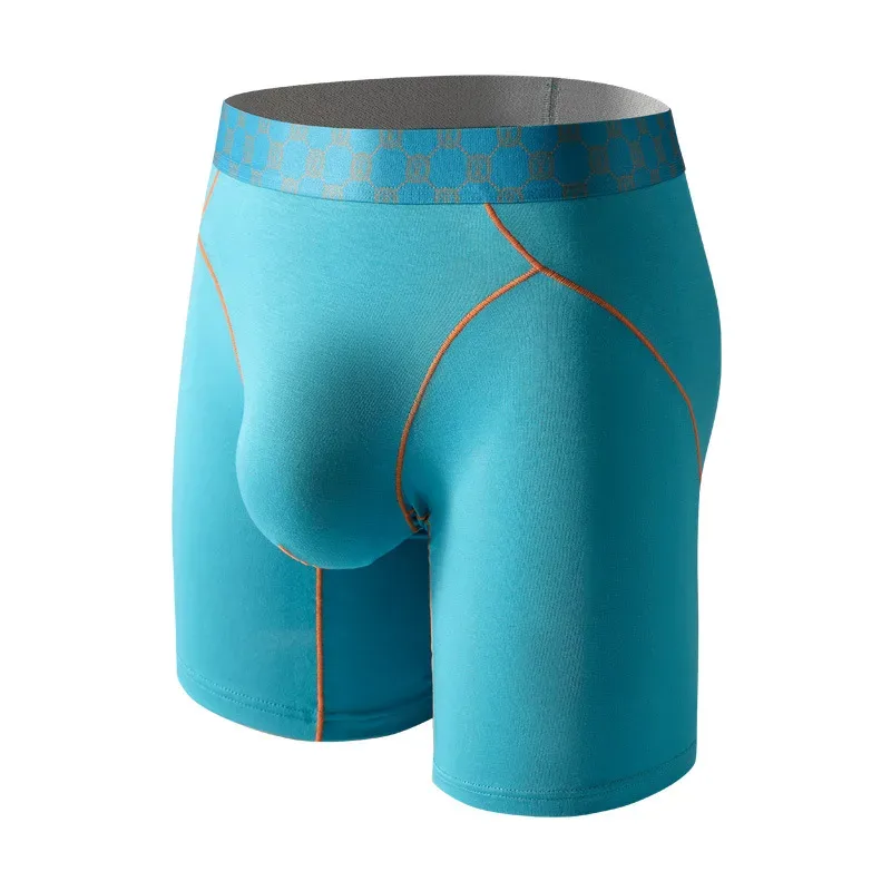 Cueca boxer masculina de fibra de bambu, calcinha masculina respirável em u convexo com bolsa longa, plus size