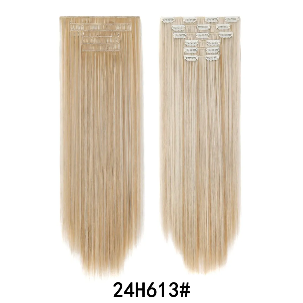 Jeedou Jeedou 6Pcs Clip In Straight Hair Extensions 60cm Long Synthetic Hair Pieces With 16 Clips Heat Resistant Hair For Women