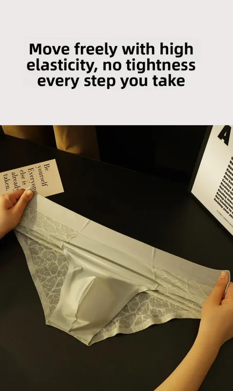 Sem costura jacquard homens triângulo roupa interior de seda gelo fina respirável calcinha de secagem rápida cuecas masculinas sexy u bulge bolsa — image 16