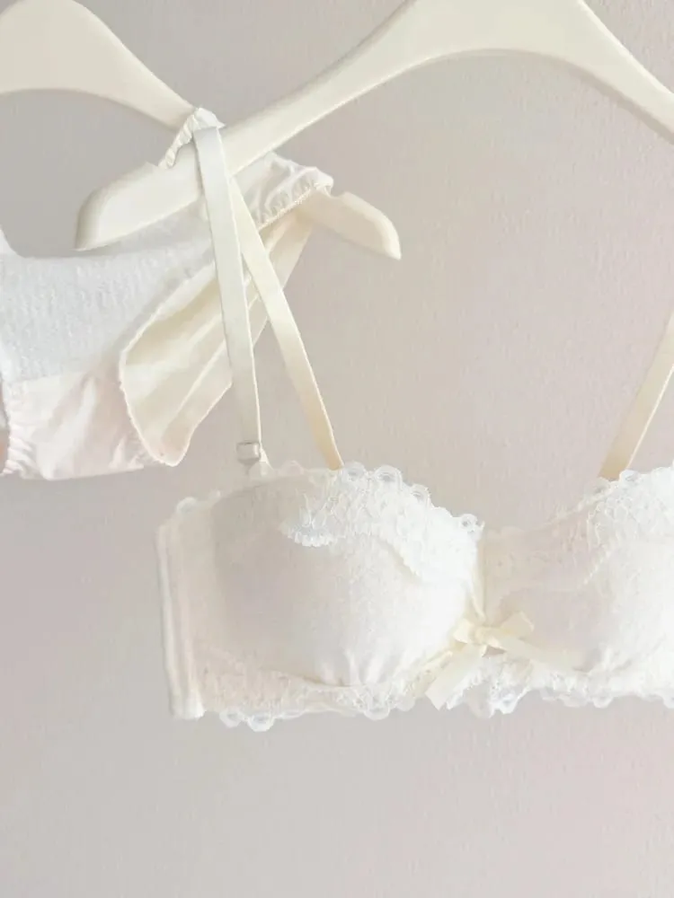 Lace Sexy Lingerie Set Push Up Thick Padded Small Breast Enhance Shaping Half Cup Bra Concealed Brief Intimates Underwear — image 3