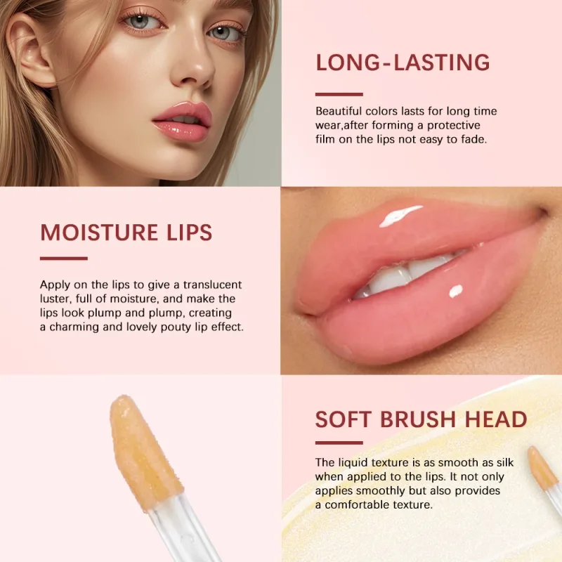 Fuktgivande läppglansolja ger näring åt glänsande läppar Vård Läppstift Plumpande Exfolierande Rosa Plumping Gloss Oil Makeup — image 4
