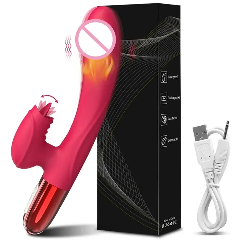 Sexleksaksvibrator för kvinnor Klitorisstimulator Kvinnlig onanist G Spot Dildo med tungslickande Vuxna Varor 18+