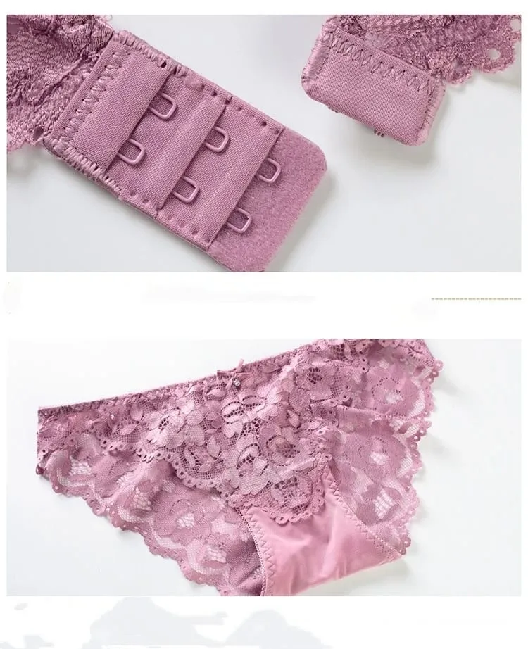 Elegant Women Lingerie Bra Set Padded Push Up Side Support Anti Sag Comfort Bustier