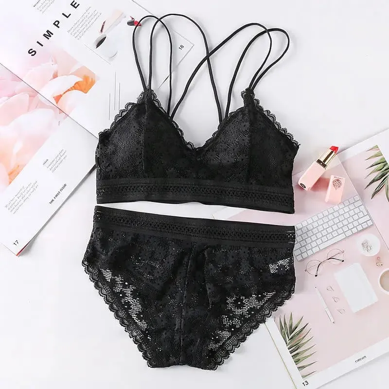 Lingerie feminina push-up sutiã conjunto de roupa interior sexy conjunto de lingerie de renda conjunto de roupa interior feminina sutiã de renda calcinha sem costura — image 7