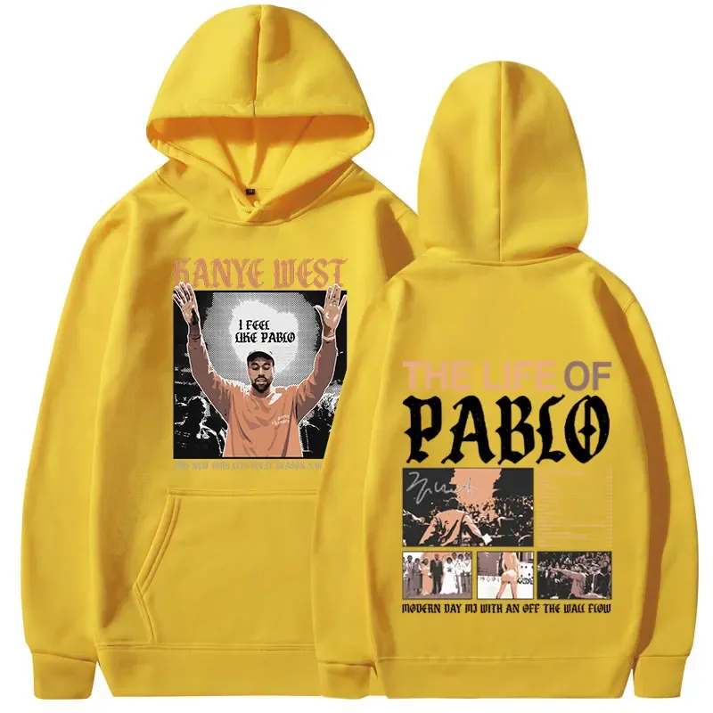 Rapper Kanye West Impressão gráfica Hoodies A VIDA DE PABLO Moletom Com Capuz Homens Mulheres Hip Hop Moda Vintage Oversized Moletons — image 10