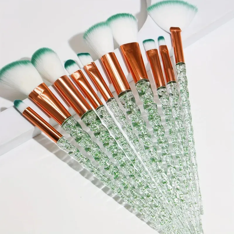 Colorful 10-Piece Makeup Brush Set Crystal Handle Concealer Brushes Beauty Health Cosmetic Tools Make Up Tools — image 10