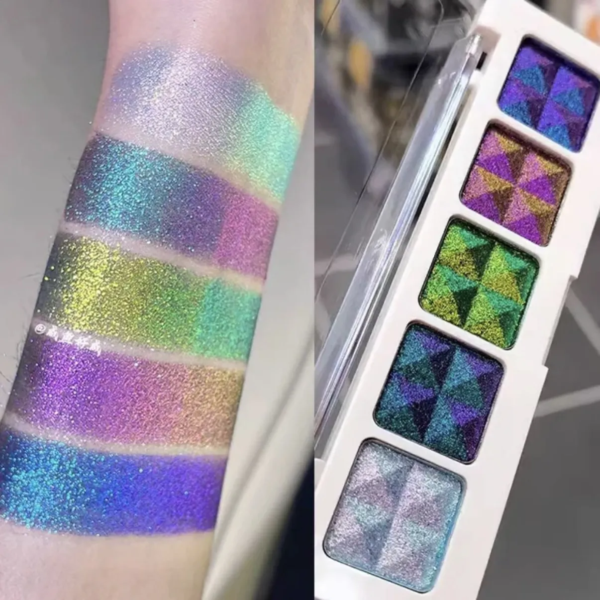 Eyeshadow Palette Chameleon Glitter Metallic Shimmer Glitter Eye Shadow Gradient Colors Fine Flash Eye Makeup — image 3