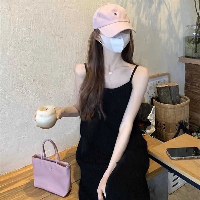 Summer Pleated Cami Dress Slimming Lazy Style French Sexy Fitted Luxe Long Dress for Women Hot Selling Versatile — image 3