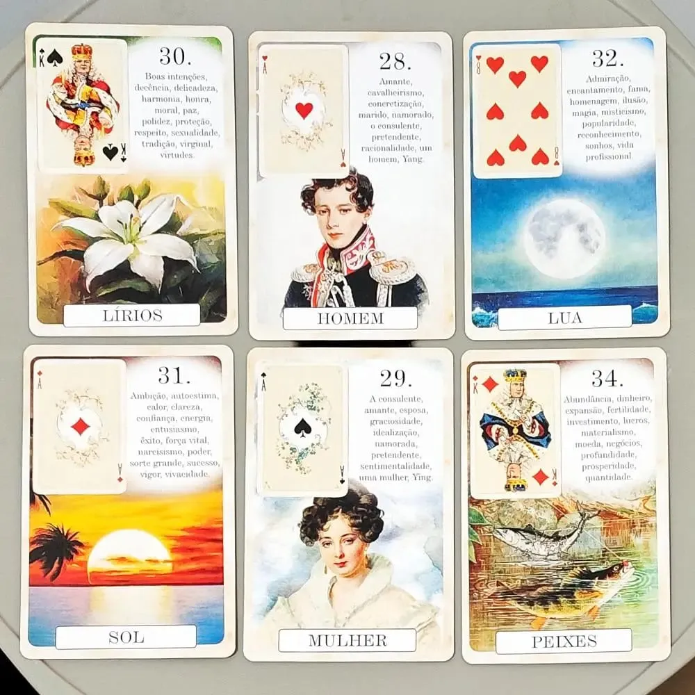 Classique Lenormand Deck 9*6cm - 37 Vintage Style Divination Cards - Classic Portuguese Edition Double-embossed Cardstock — image 8