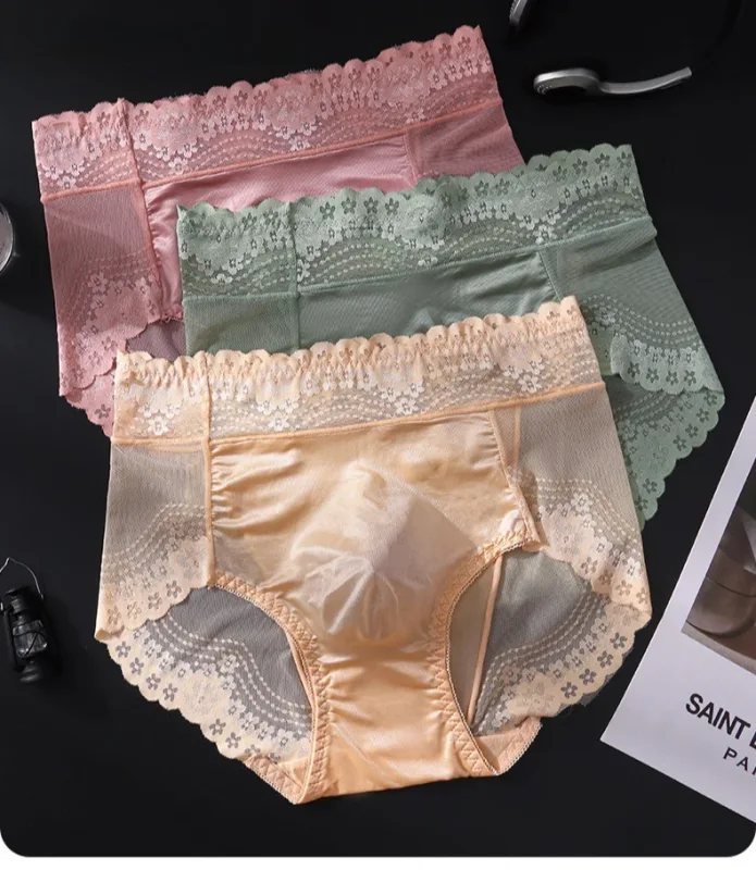 Flower Lace Mesh Hollow Out Sexy Men's Underwear Ice Silk Breathable Seamless Manipis na Triangle na Pantalon Malambot Traceless Panlalaki Briefs — image 9
