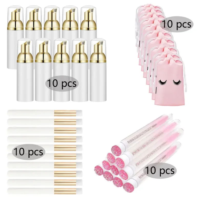 20/40Pcs 60ml 플라스틱 리필 가능 누출 방지 빈 폼 펌프 병 래쉬 샴푸 키트 여행 비누 디스펜서 페이스 워시 메이크업 도구
