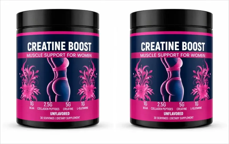 Creatine Monohydrate Powder for Women 5G Collagen Peptides BCAA Glutamine Supports Muscle Recovery & Skin Elasticity 30 Servings