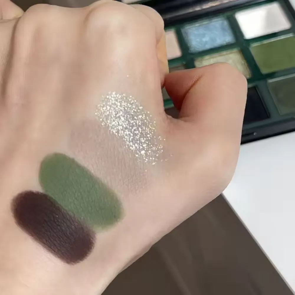 9 Color Eyeshadow Palette Olive Green Eye Look Pearlscent Shimmer Matte Eyeshadow Pink Palette Flash Cosmetics