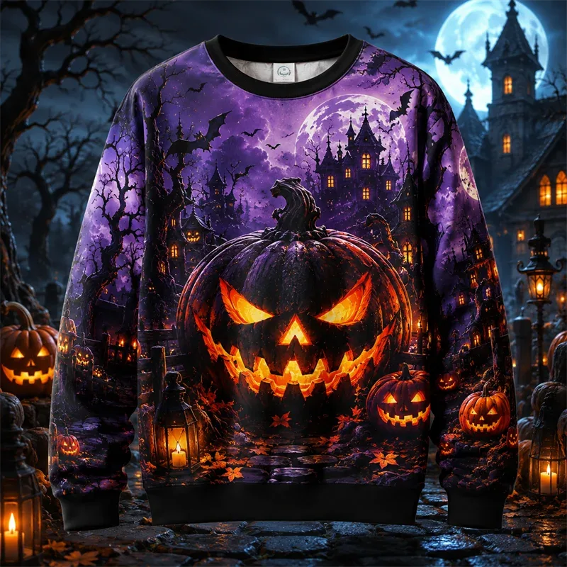 2026 nya pumpatryck halloween sweatshirts Mode trendiga långärmade semesterkläder tröja lösa Streetwear Hip Hop tröjor — image 10