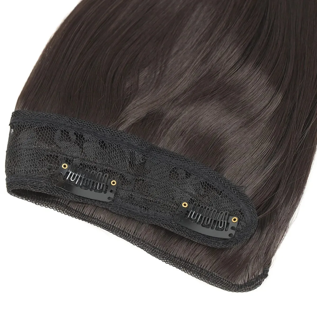 18Inch Synthetic V Long Curly Inner Buckle Hair Extension Black Brown Hairpiece Wig One Piece Straight Hairpi for Women — image 5