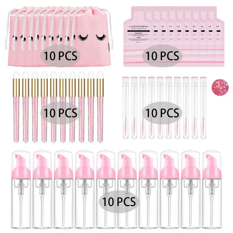 60ml 리필 가능 누출 방지 빈 폼 펌프 병 속눈썹 연장 샴푸 키트 래쉬 빗 튜브 청소 브러시 EVA 보관 가방 — image 12