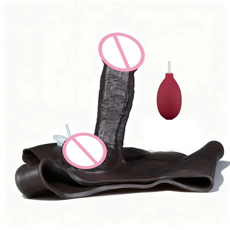 Black Nude Strapon Malaking Makatotohanang Ejaculation Dildo Silicone Squirting Panties Na May Simulated Solid Penis Sex Toy Para sa mga Babae — image 38