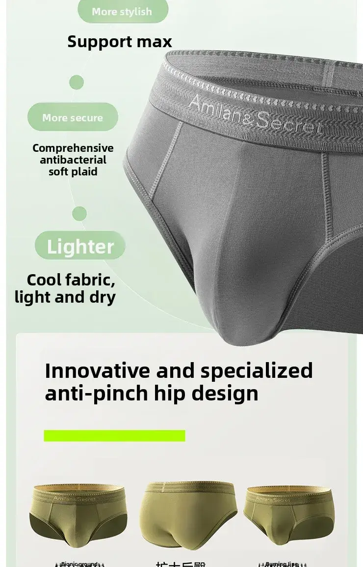 3Pcs Men's Modal Briefs Mid‑Waist U‑Pouch No‑Fly Solid Triangle Underpants Soft Breathable Athletic Daily Men Underwear — image 6