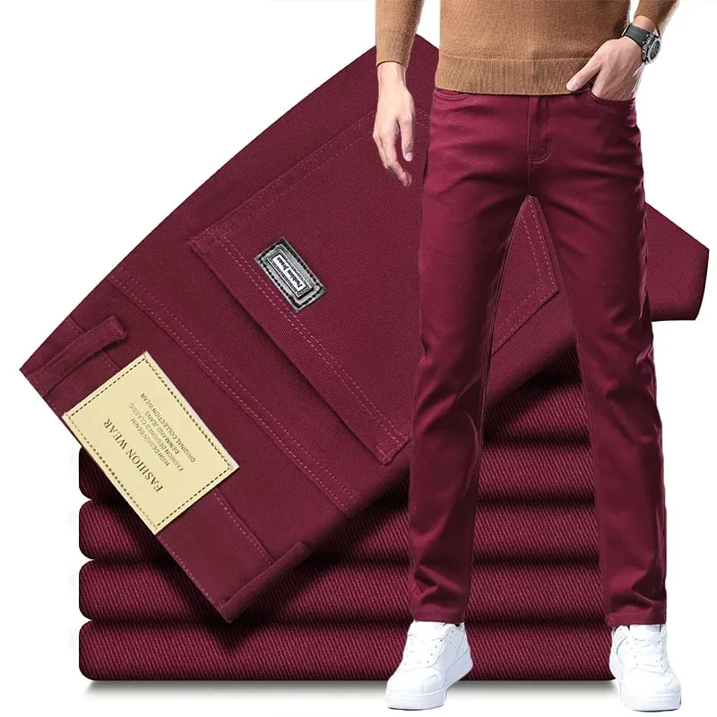 2026 98% Cotton Elastic Cotton Jeans Men's Spring Slim Straight Denim Pants Comfort Large Size Korean Business Casual Trousers — image 2