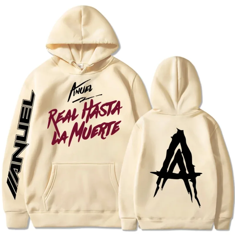 Autumn Fleece Men's Hoodies Anuel AA Real Hasta La Muerte Print Sweatshirts Streetwear Rapper Loose Pullover Casual Hooded Tops — image 4