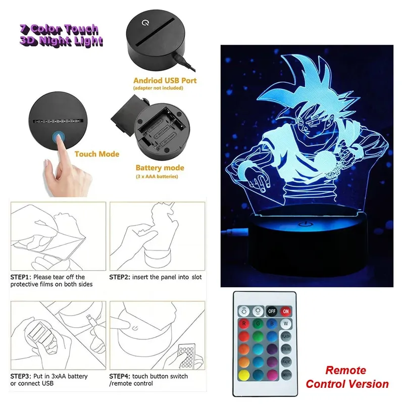 Dragon Ball Z Anime Figures Goku Vegeta Gohan Broly 3D Lamp PVC Action Figures Toys for Children Trunks Buu Super Saiyan Gifts — image 33