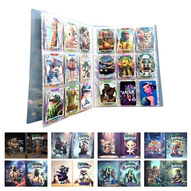 Italian Brainrot Card Album TungTungTung Sahur Tralala 24 Pages with 9 Prids Per Page Cards Storage Protector for Kids Gift — image 3