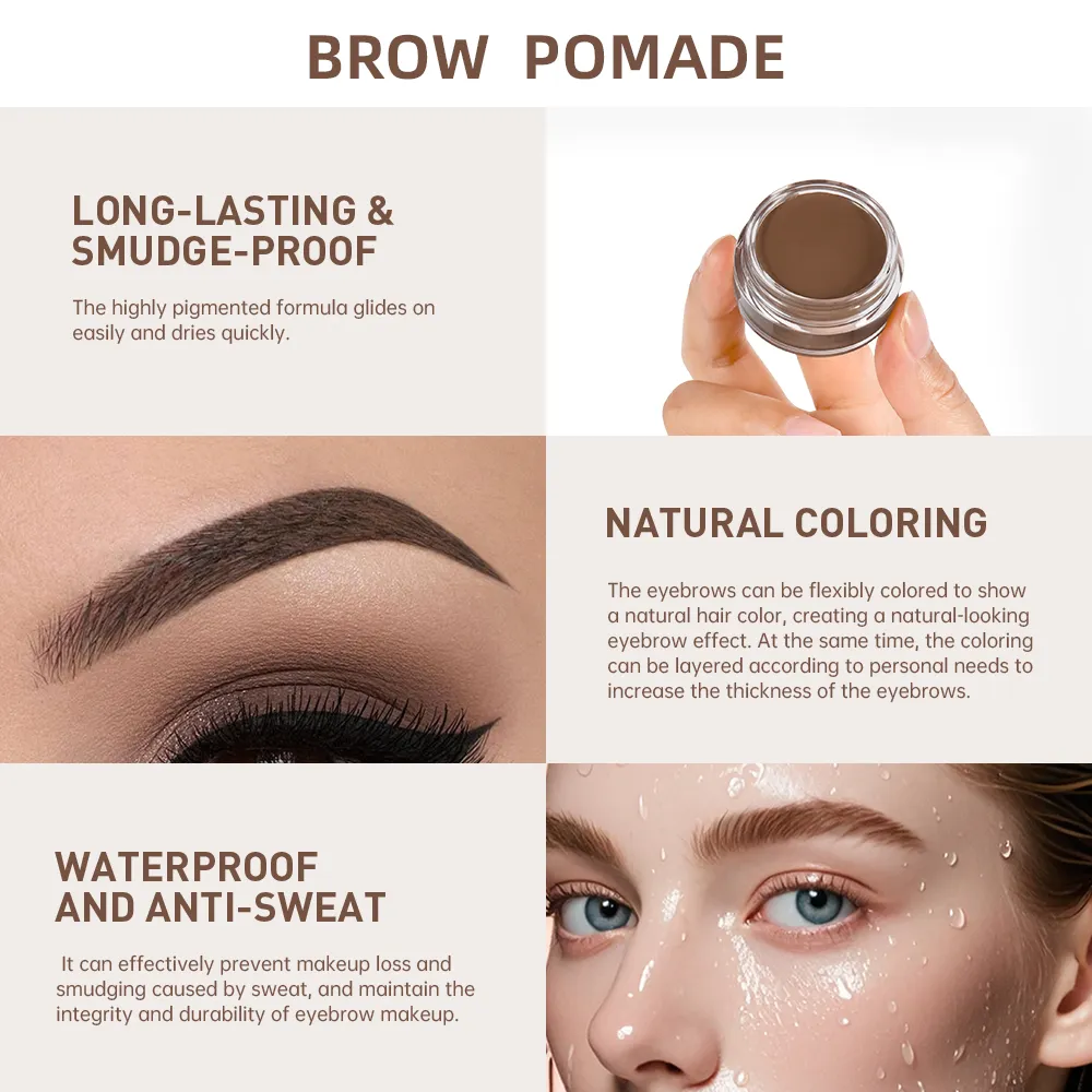 6 Colors Waterproof Eyebrow Tint with Brush Long-Wearing Full-Pigment Smudge-Proof Eyebrow Pomade Natural Wild Brows Makeup — image 3