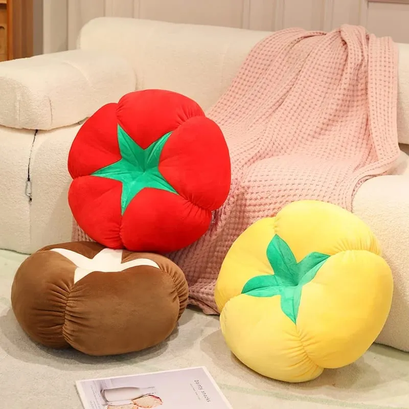 Kawaii Simülasyon Sebze Meyve Peluş Yastık Trabzon Hurması Shiitake Mantar Domates Yumuşak Dekor Yastık Yatak Odası Kanepe Hediye — image 4